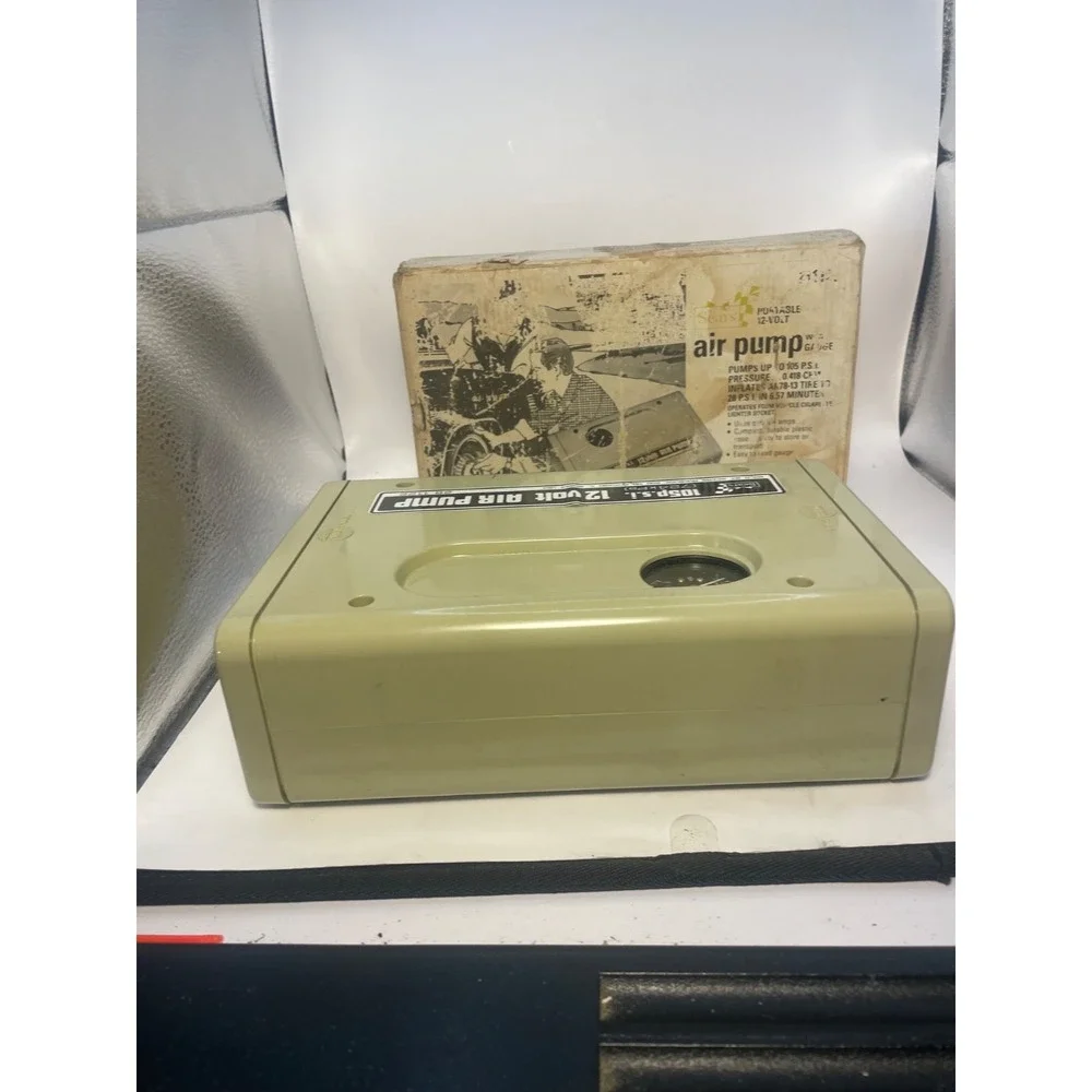 SEARS Portable 12 Volt Air Pump with Guage ~Pumps Up to 105 PSI Pressure ~ Japan